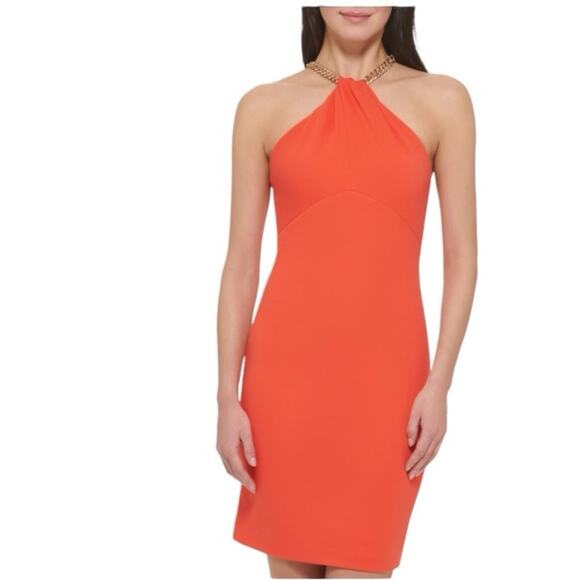 Vince Camuto Halter Dress Red Orange Size 16 NWT - Picture 6 of 7